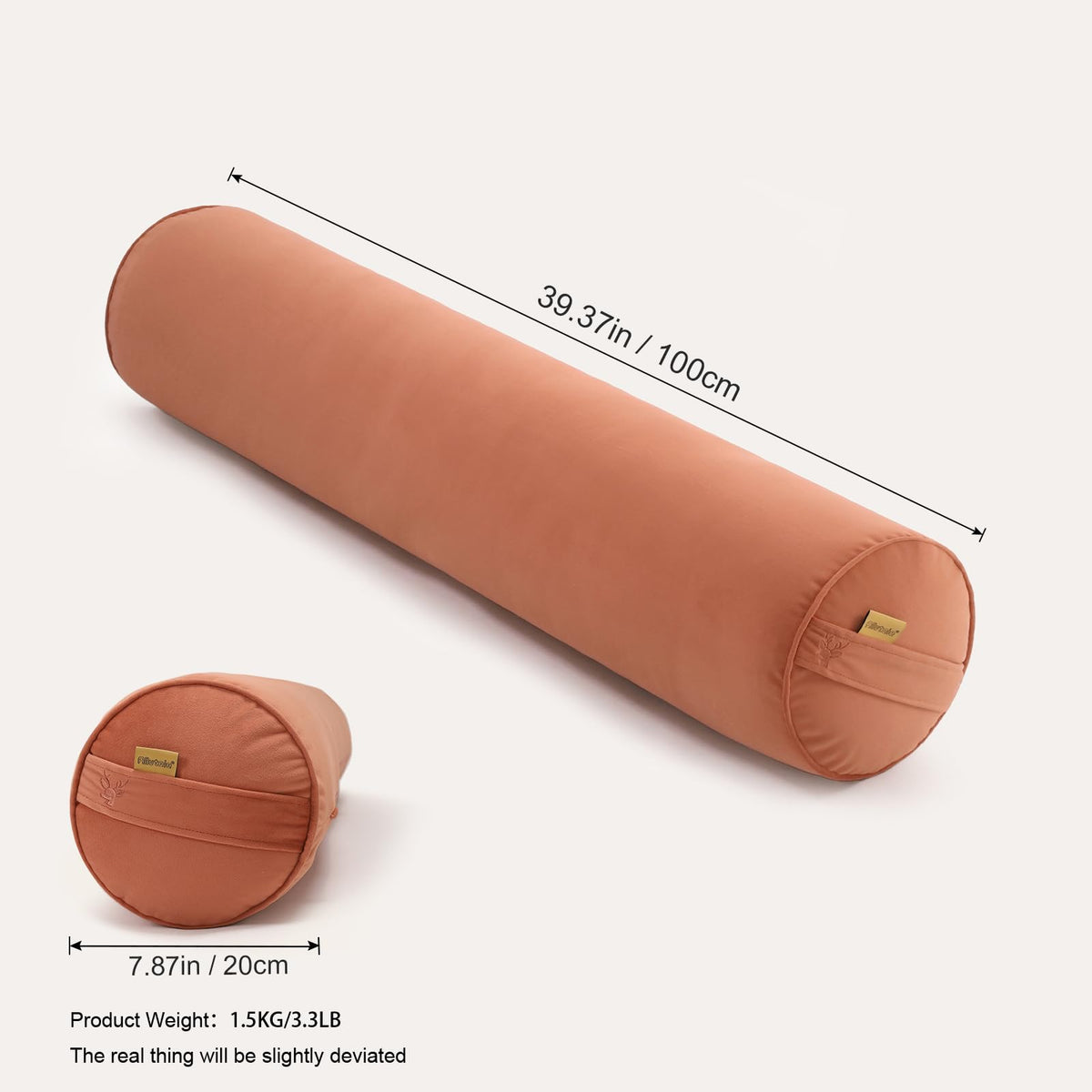 Long Round Body Pillow for Adults (Amber Orange / 39.37"*7.87")