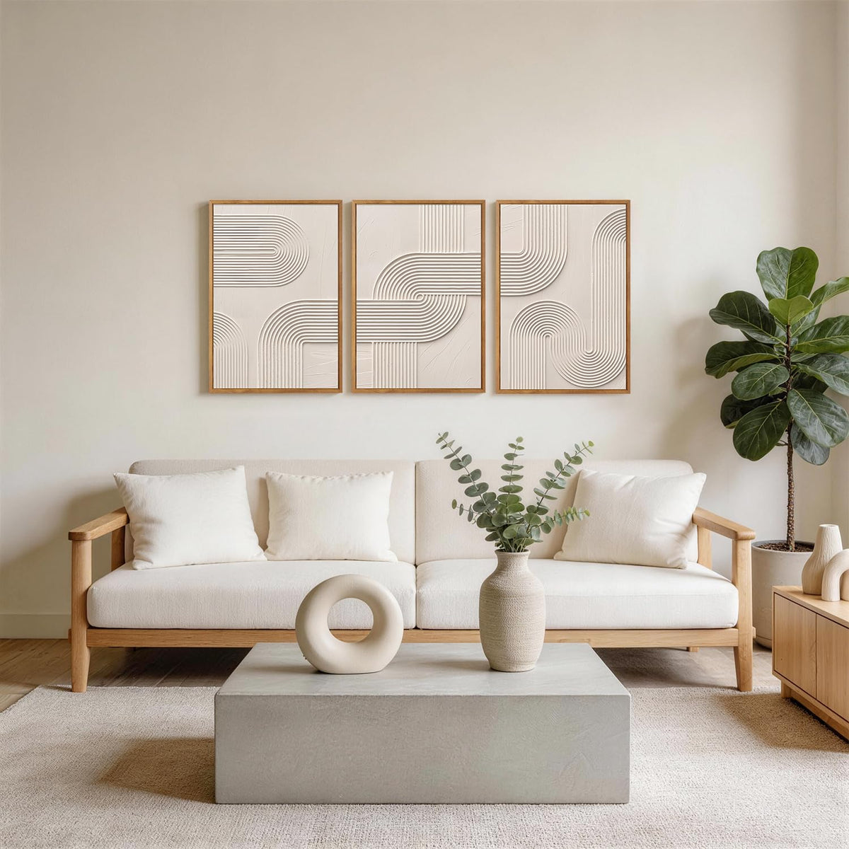 3D Textured Geometric Lines Framed Wall Art (3d Line)