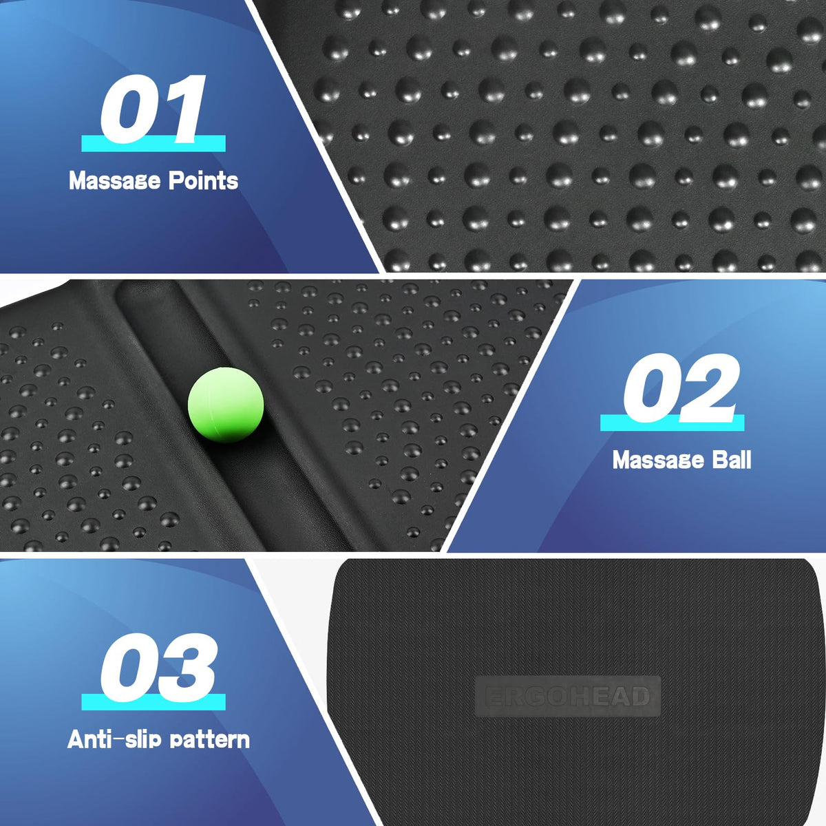 1 inch Thick Anti Fatigue Kitchen Mat Standing Mat with Massage Ball (28"L x 17"W x 1"Th)