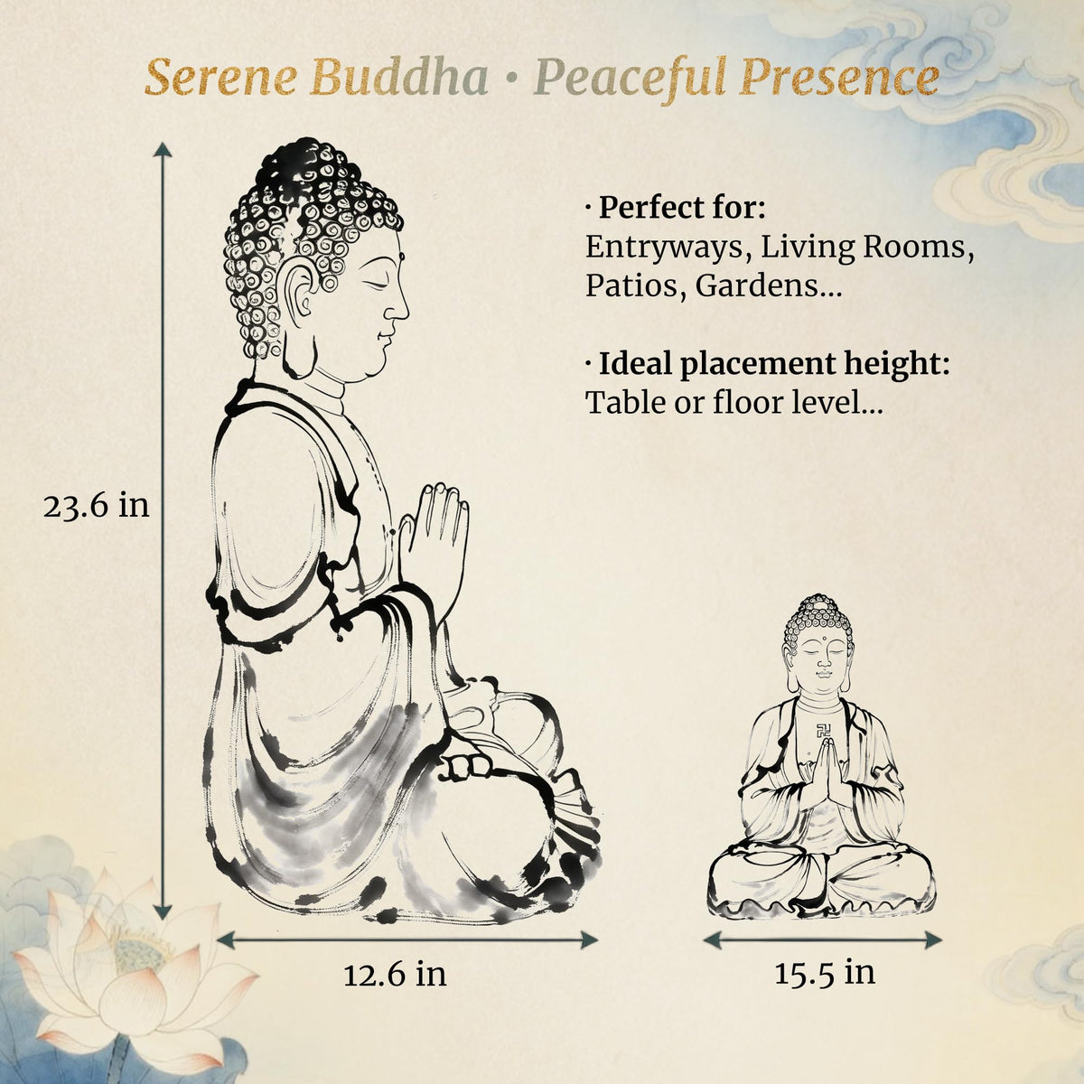Buddha Statue 23.6 Inch (White)