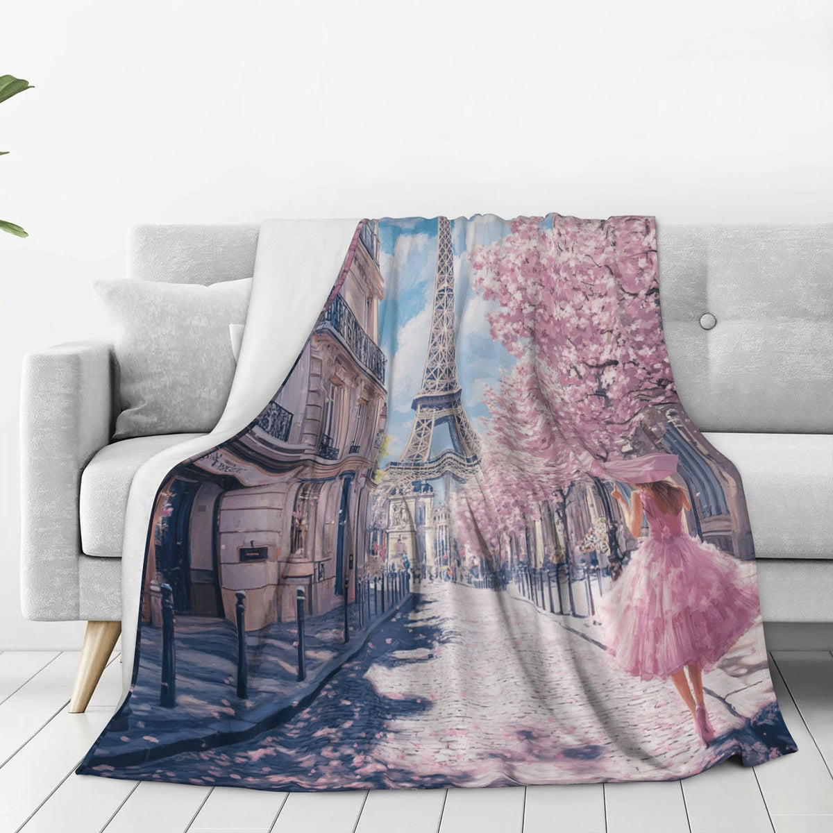 Eiffel Tower Fleece Throw Blanket Paris Gifts Room Decor 60"x80" (Pink Paris / 60"X80")