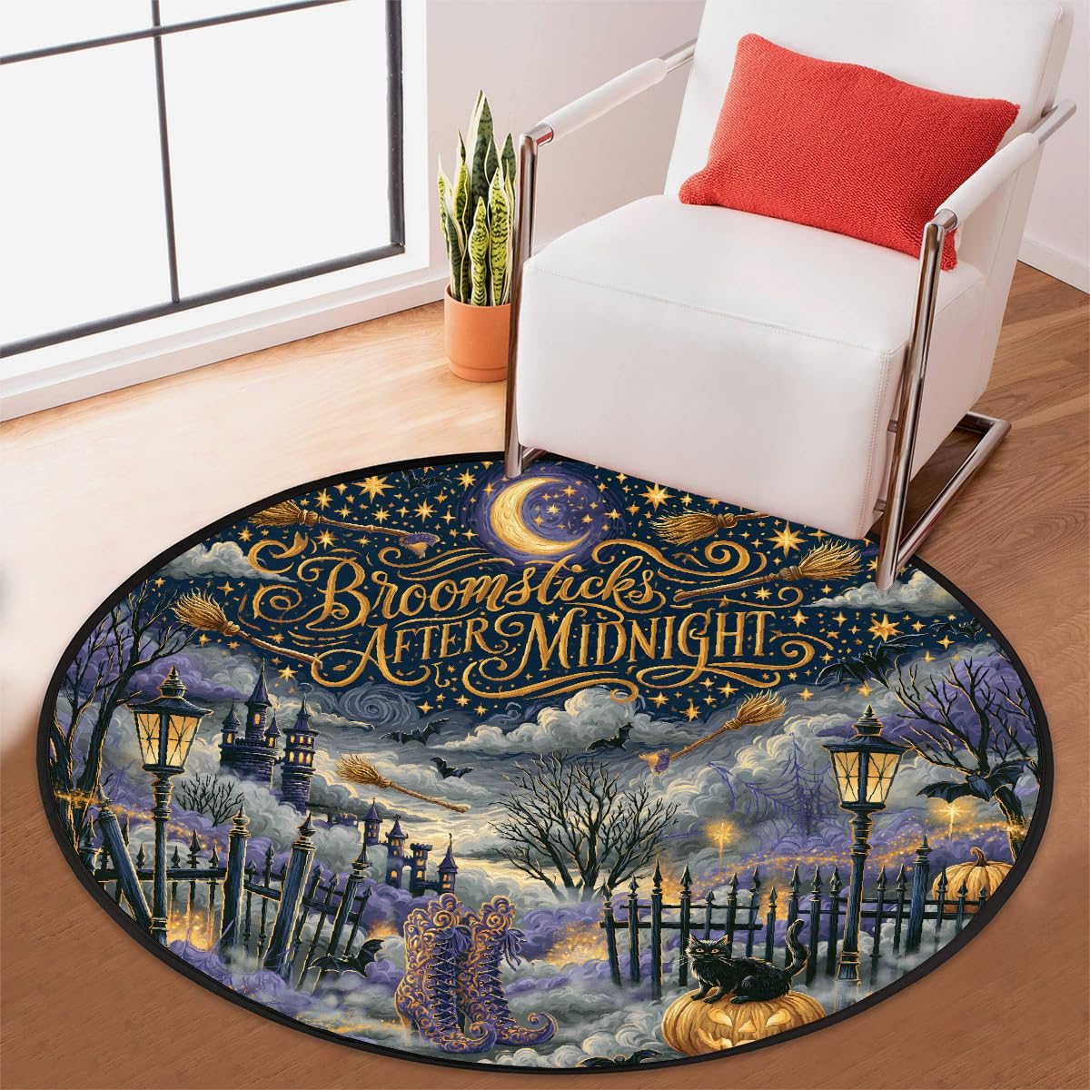 3 Ft Halloween Round Rug Circle Area Rugs Circular Door Mat for Indoor (B:c-17 / 3' (Round))