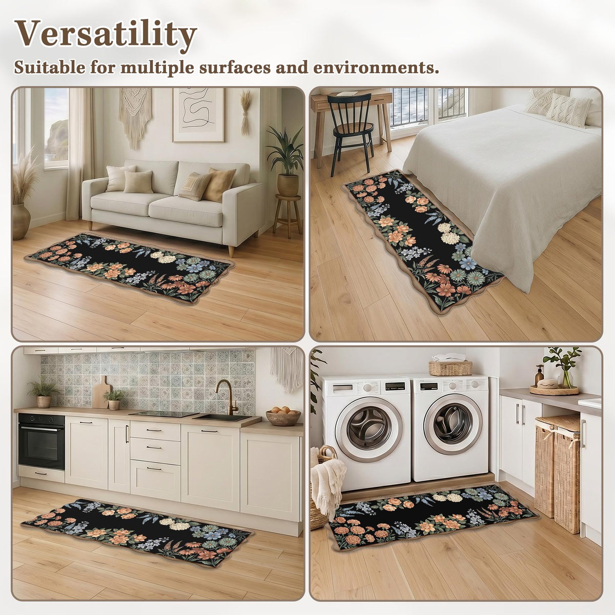 Anti Fatigue Kitchen Mats Set of 2 (Vintage Floral / 17.3''x29.9''+17.3''x47'')