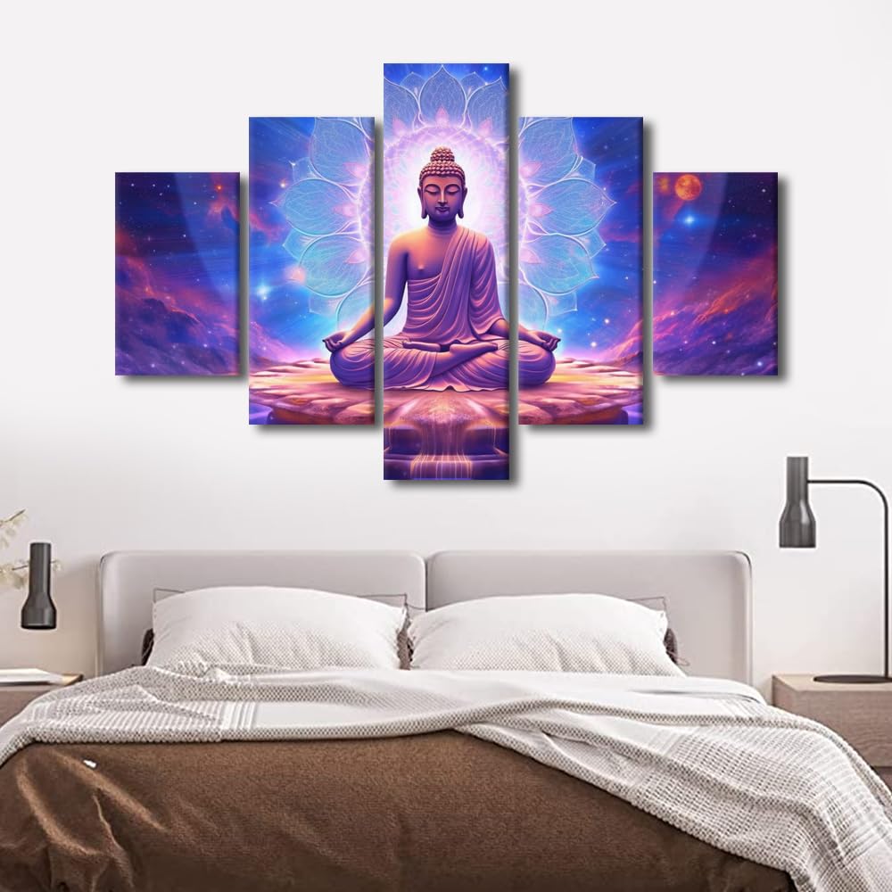 Buddha Modern Buddha Wall Art (60x40 in / 5PANEL-09)