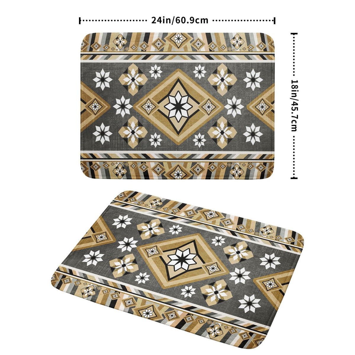 Boho Yellow Gray Aztec Dish Drying Mat for Kitchen Counter (Boho Aztec230807 / 18" x 24")