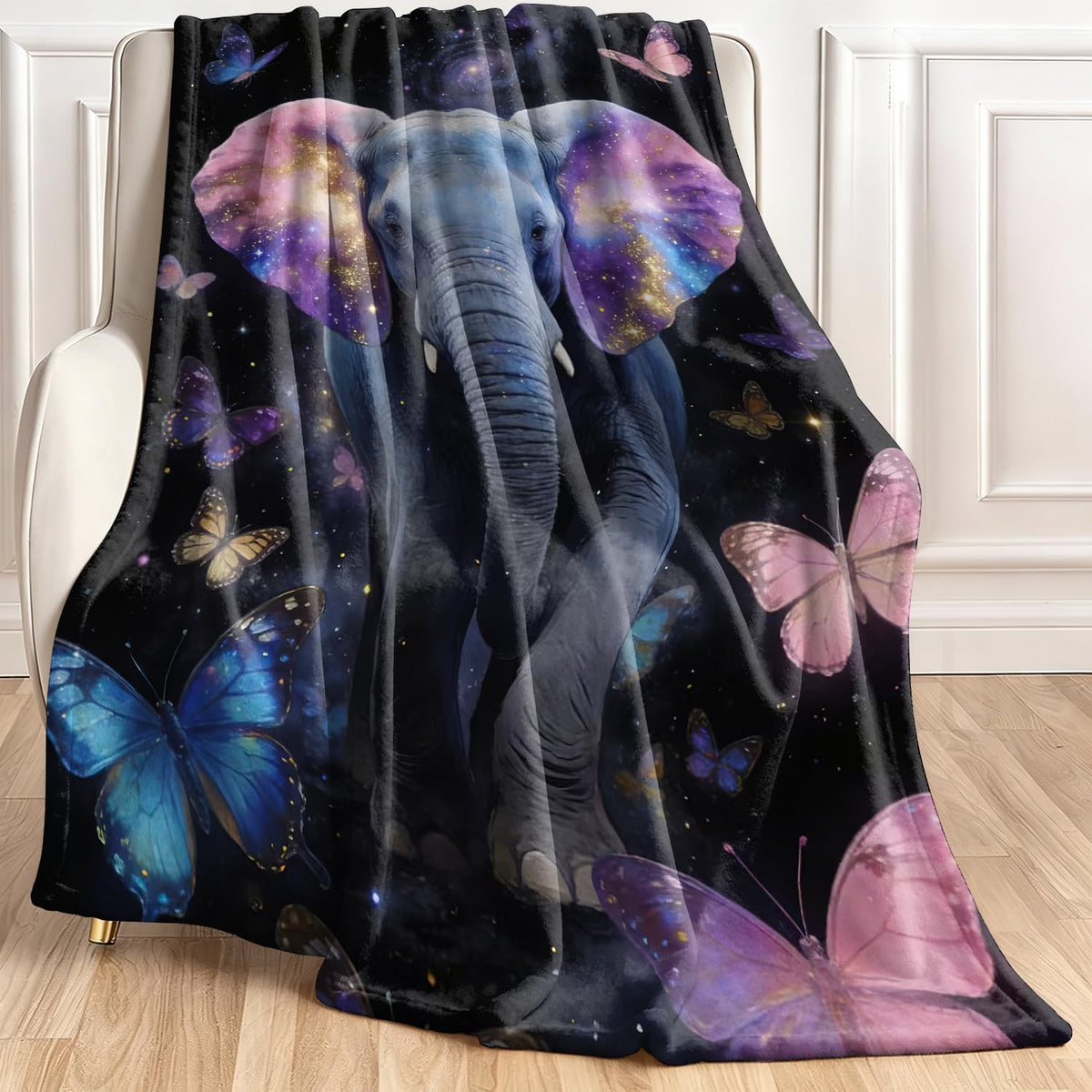 Elephant Fleece Throw Blanket Butterfly Blanket Gifts Room Decor 30"x40" (Elephant / 30"X40")