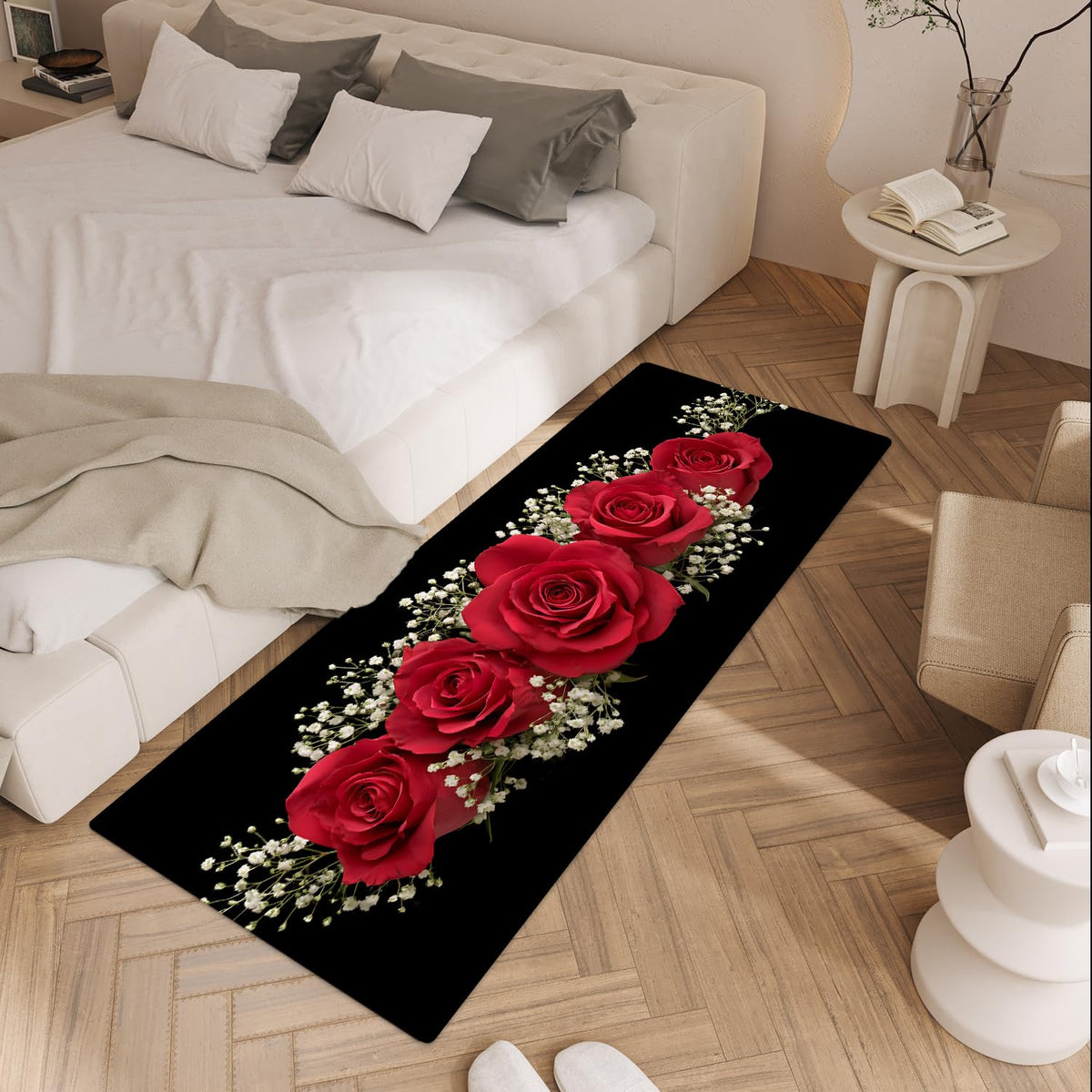 Red Rose Bouquet Valentine's Day Laundry Room Rug 20x47 Inch (#61)
