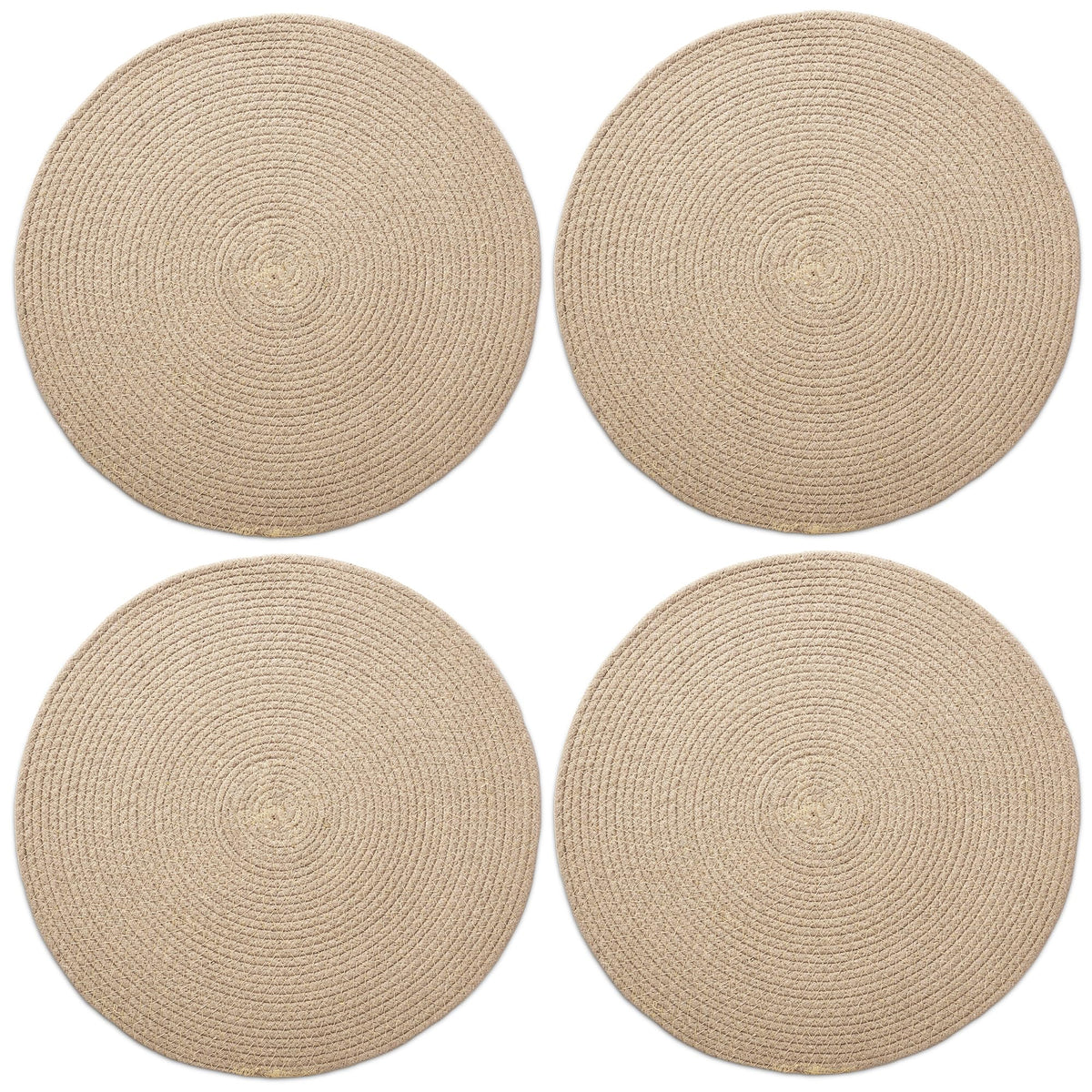 Placemats Round Cotton Dining Table Mats 13" (Beige / 13" (Set of 4))