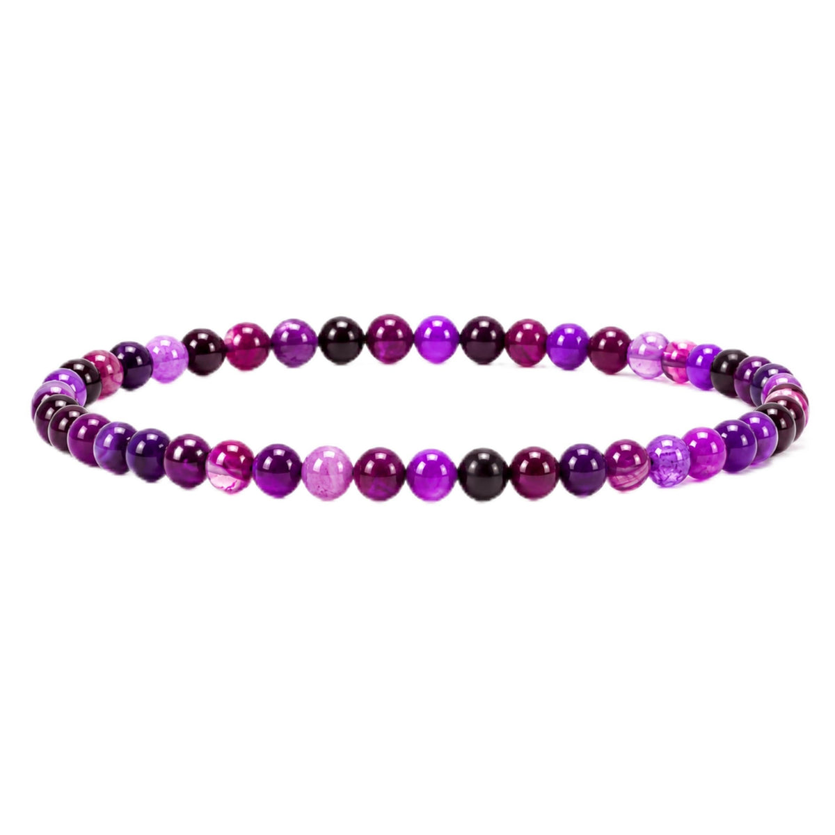 Lace Agate Purple Bracelet 4mm Beaded Bracelet (Lace Agate Purple / Medium)