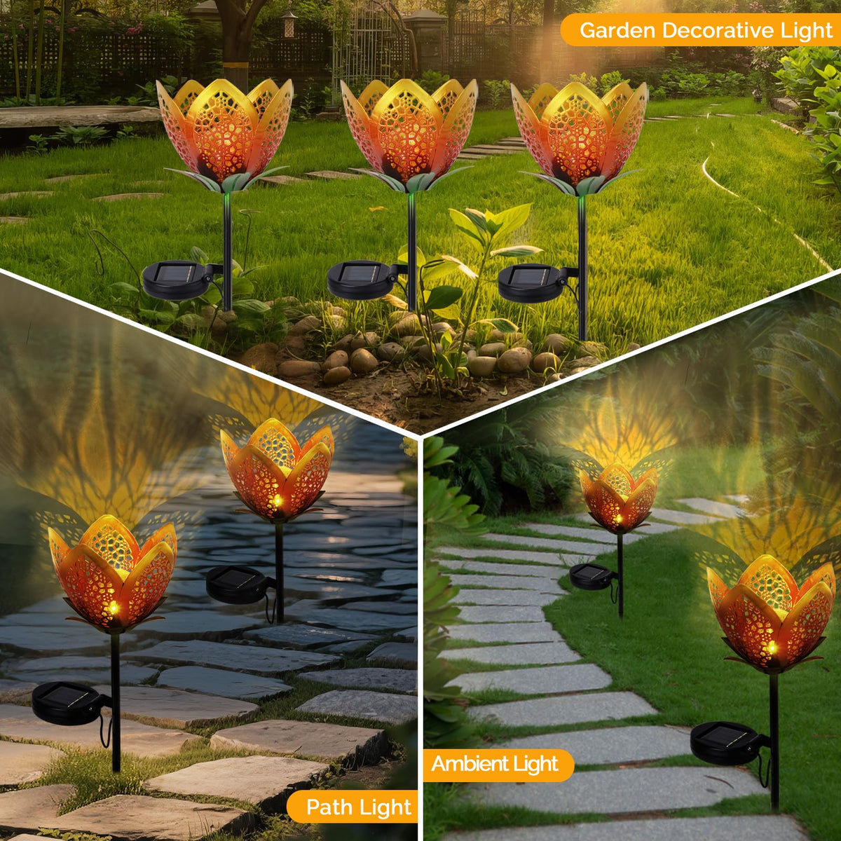 Outdoor Solar Tulip Light (Orange Tulip - 2pcs)