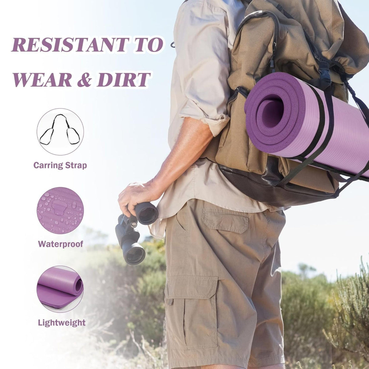 71x24 Inches Extra Thick Yoga Mat 1 (Taro Purple)