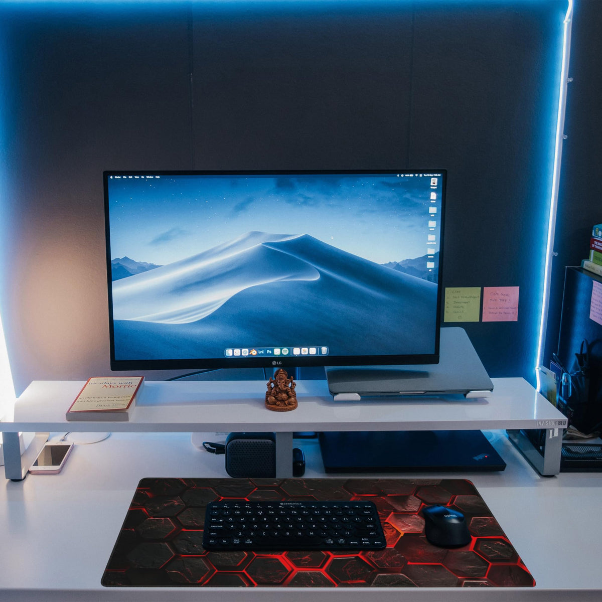 Large Gaming Mouse Pad for Desk (11.8" x 31.5" / Red Honeycomb Science Technology)