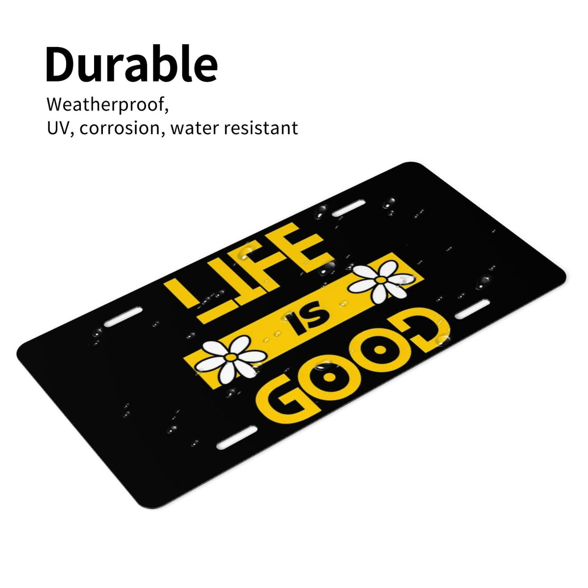 Life is So So Good White Daisy Floral Front License Plate Aluminum Decorative License Plates Metal Car Plate 6"X12" Novelty Vanity Tag Cover with 4 Holes Car Decor Accessory (Blue / 6 X 12 Inch)