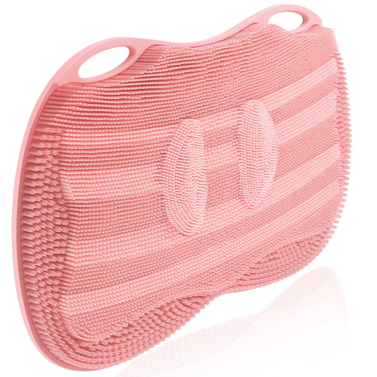 Silicone Shower Foot Scrubber Mat with Non Slip Suction Cups (Pink)