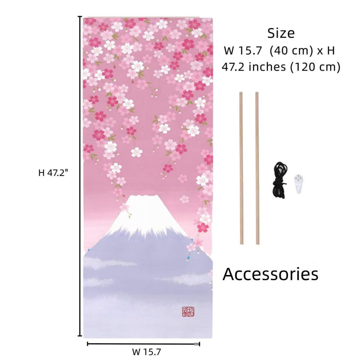 Pink Cherry blossom and Mount Fuji Japanese Scroll Wall Art (Pink Cherry blossom and Mount Fuji)