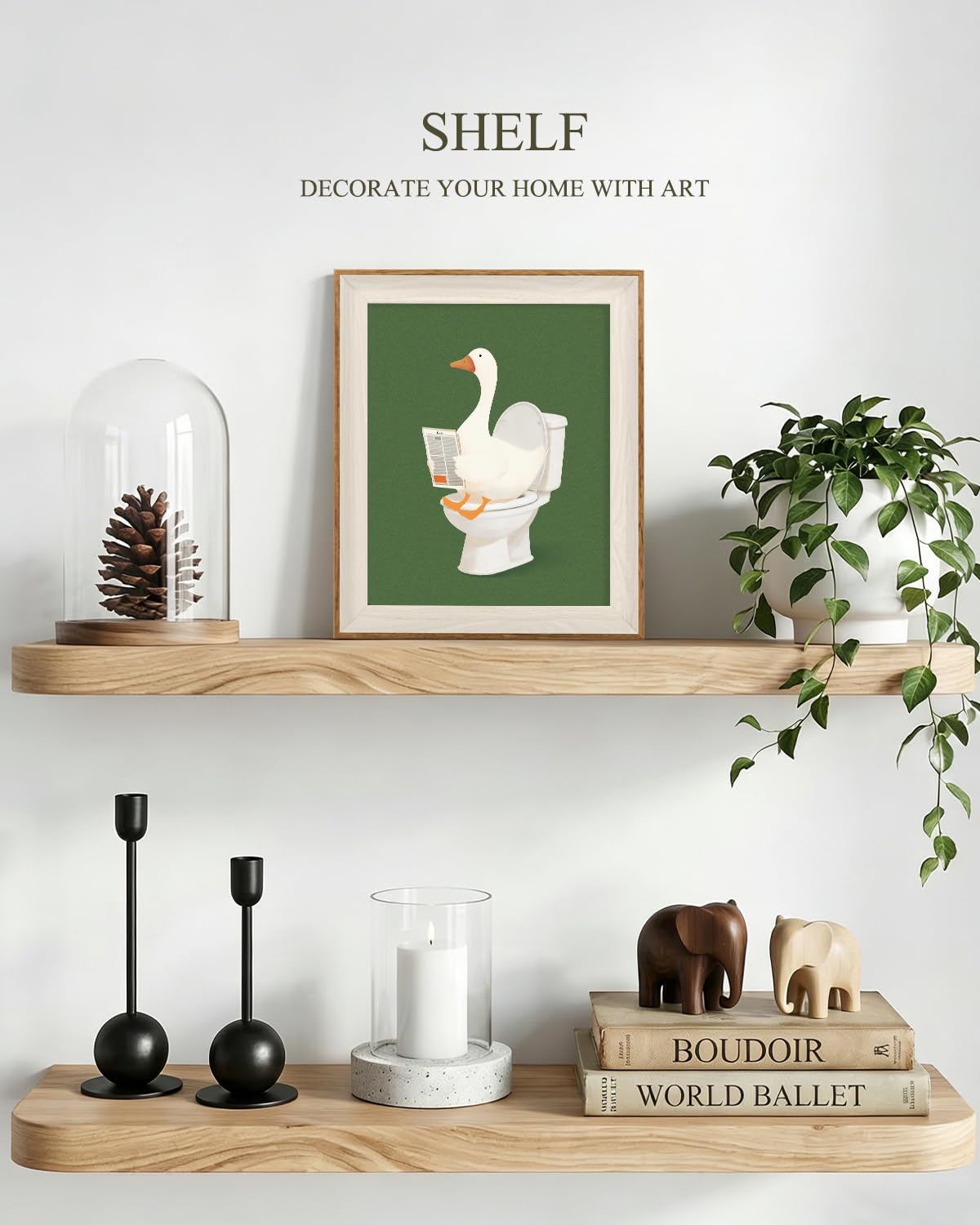 Framed Canvas Wall Art (Toilet Big White Goose / 12"L x 10"W)