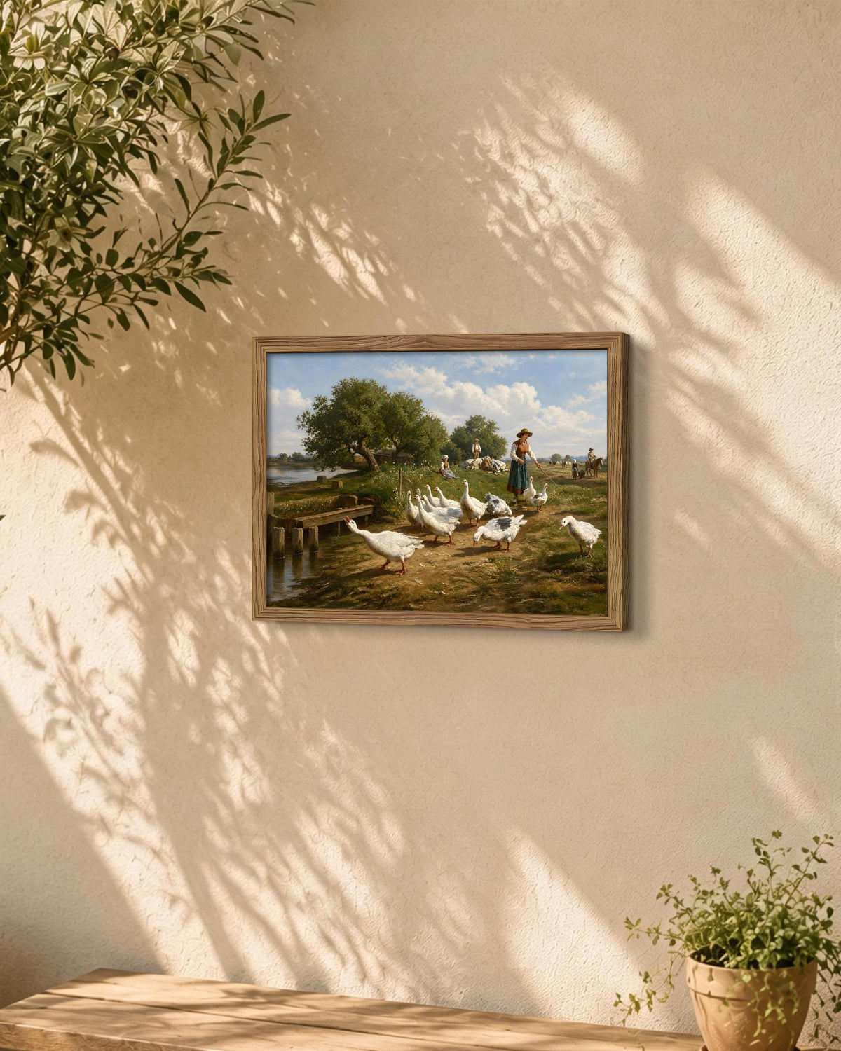 Vintage Geese Farmhouse Wall Art (B-A Flock of Geese / 16"L x 12"W)