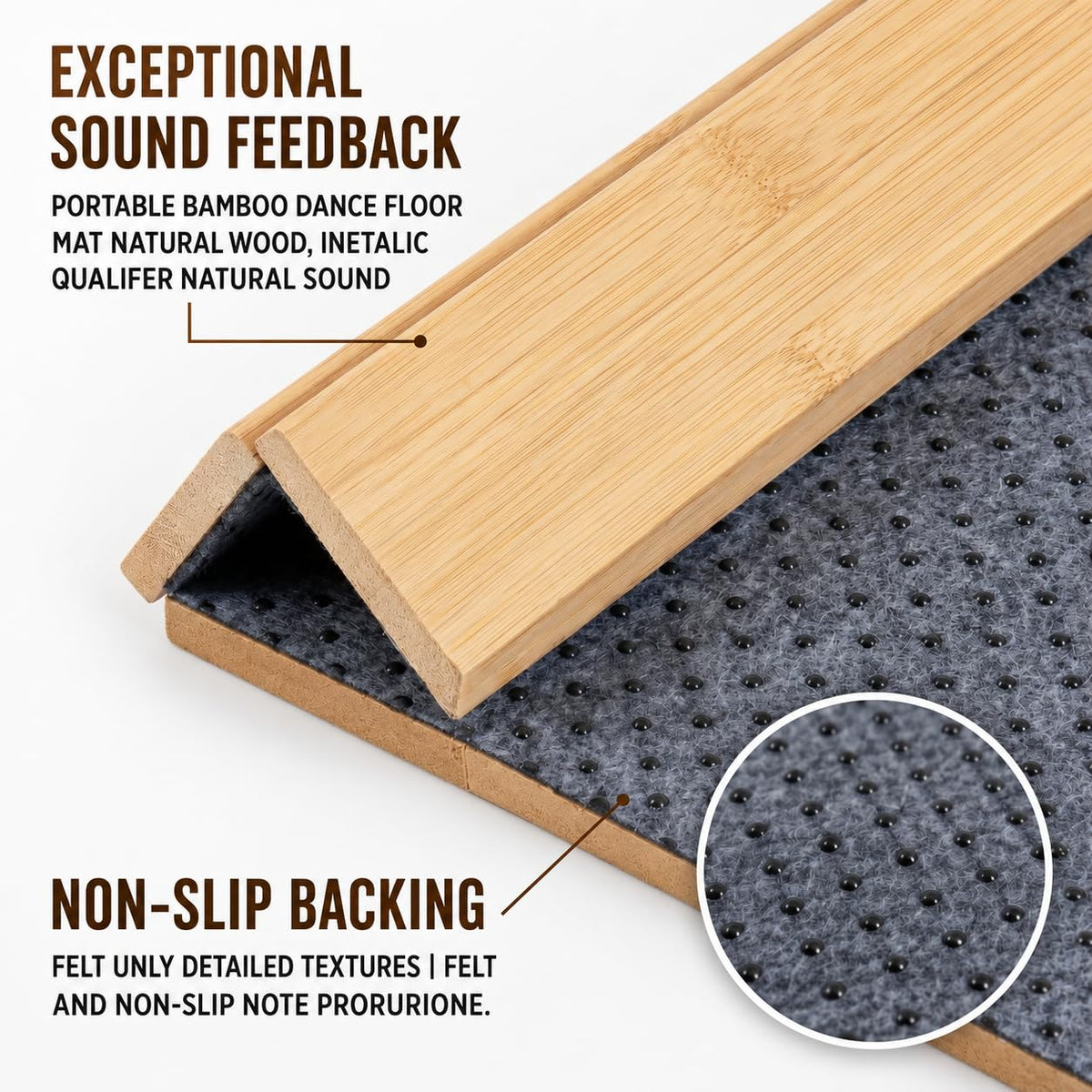 4x3.2 Ft Tap Dance Floor Tap Board for Tap Dancing Foldable Bamboo (wood tone)