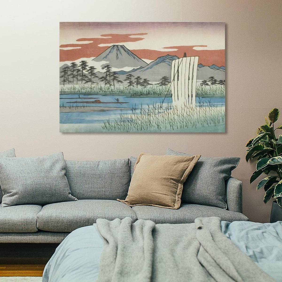 Utagawa Hiroshige Sagami River Mount Fuji Landscape Canvas Printing Wall Art Japanese Ukiyo E Prints Vintage Posters Minimalist Wall Decor for Living Room Bedroom Office 24x36inch (style-1 / 24x36inch(60x90cm) Unframe)