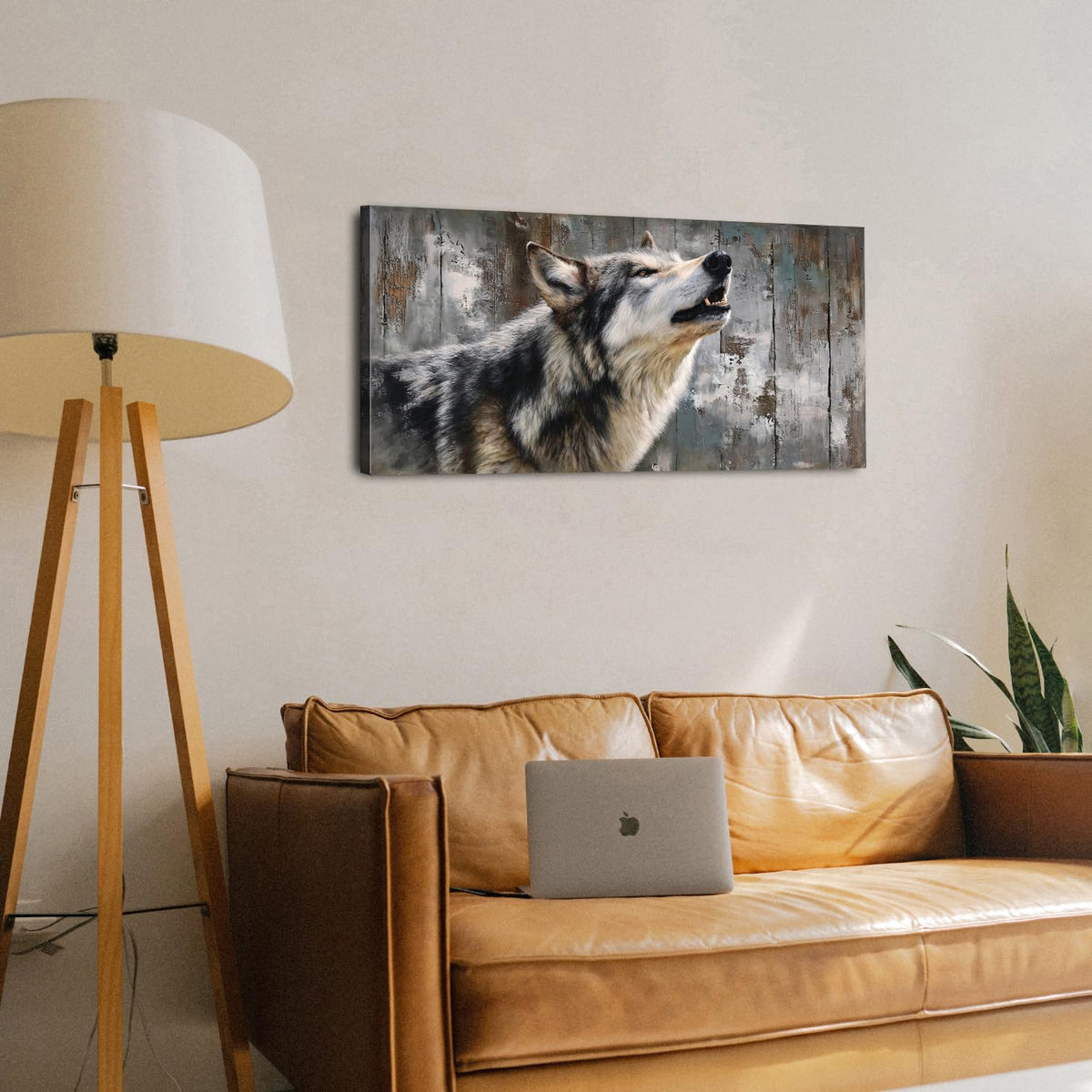 Wolf Canvas Wall Art Rustic Farmhouse Wildlife Picture Cabin Wall Decor Forest Animals Prints Modern Artwork for Living Room Hunting Woodland Country Fierce Wolf Painting Bedroom Decoration 20x40" (40"L x 20"W / Wolf)