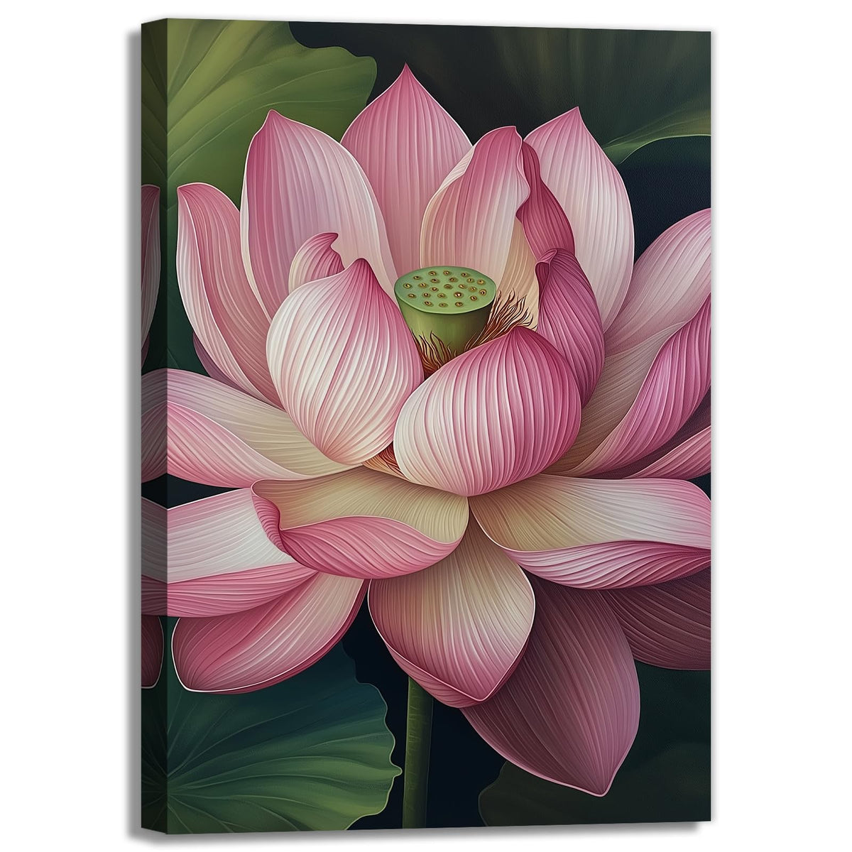 Zen Canvas Wall Art Pink Lotus Picture Print Water Lily Bloom Art Painting Poster Meditation Spiritual Room Decor Artwork Frame (Artwork-1 / 30"L x 20"W)