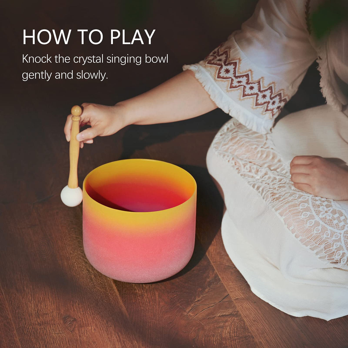 8 Inch Rainbow Color Frosted Quartz Crystal Singing Bowl 440HZ E Note (8 Inch / E Note)