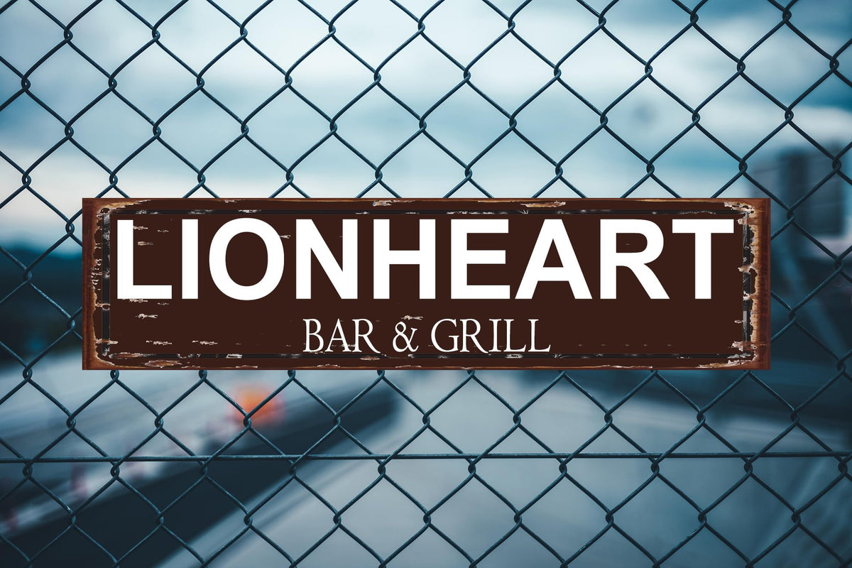 Lionheart Bar & Grill Vintage Metal Sign (Lionheart Bar And Grill / 16 x 4 Inch)