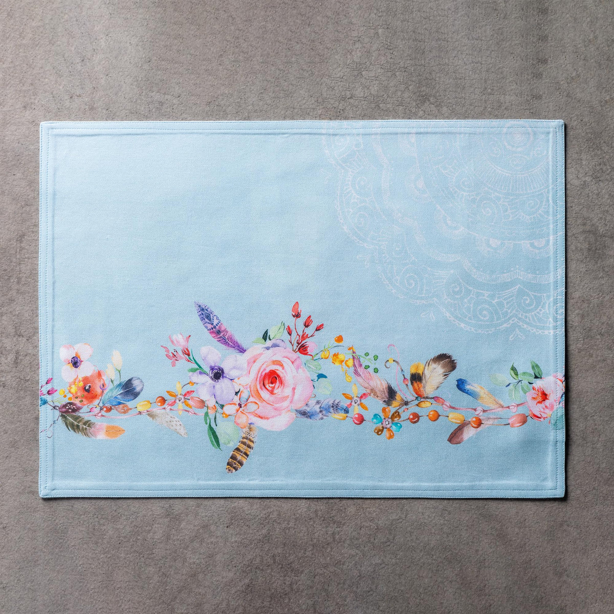Placemats Set of 4 Reusable 100% Cotton (084 - Ibiza - Blue / 13" X 19" (Pack of 4))