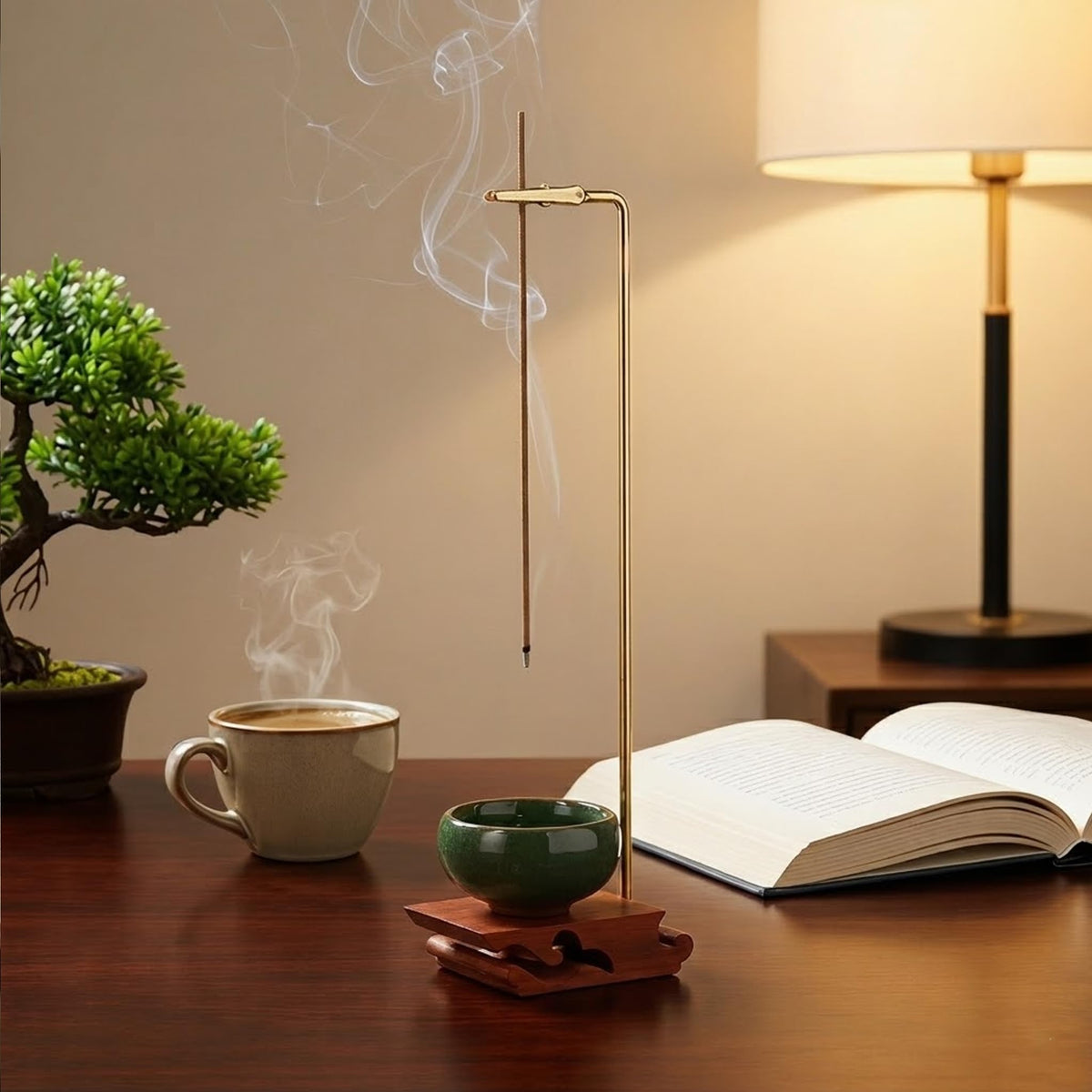 Upside Down Incense Holder Celadon Green Bowl (Green)