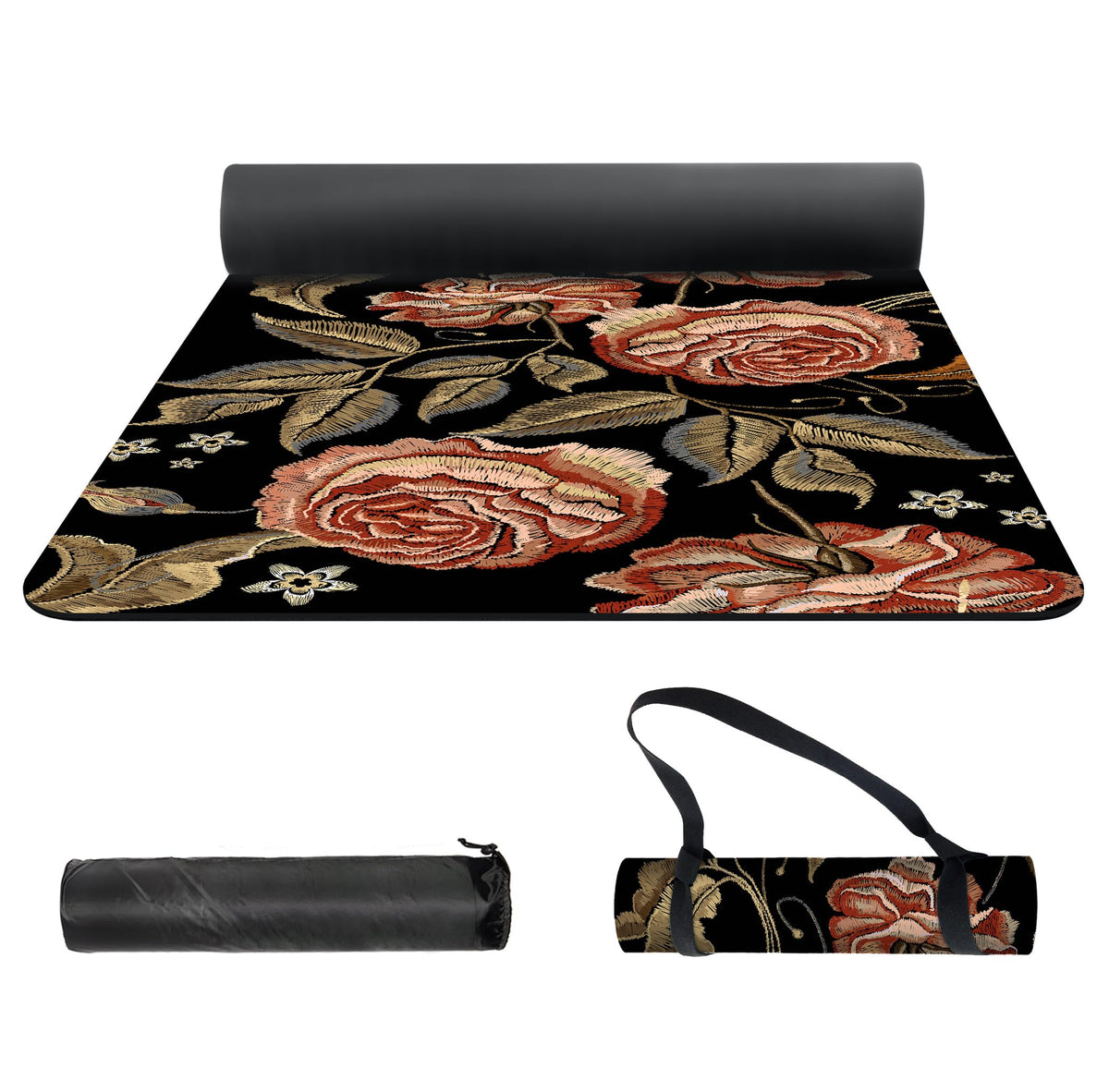 Yoga Mat Print Extra Thick TPE Non Slip Fitness Exercise Mat with Carrying Bag (KQMG)