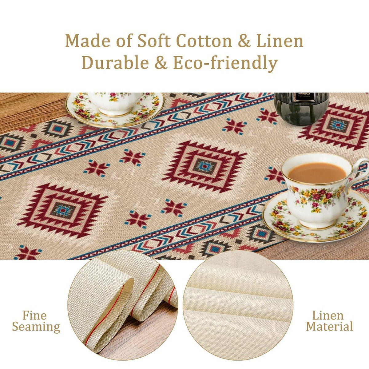 Rustic Ethnic African Table Runner Vintage Tribal Aztec Southwestern Native American Runner for Kitchen Table Dining Room Coffe 13x36 inch (13x36inch / Aztec 13)