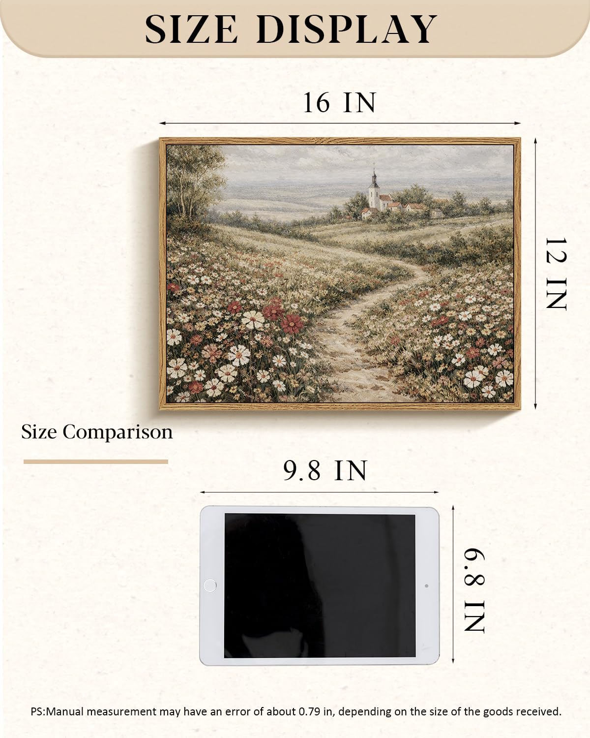 Vintage Framed Cottagecore Wildflower Wall Art 12x16 (A Vintage Field / 16"L x 12"W)