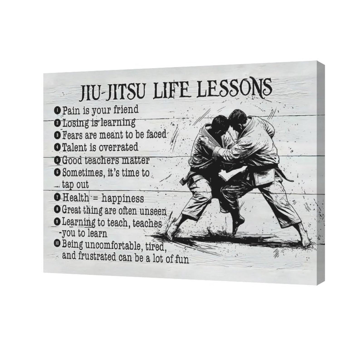 Jiu Jitsu Wall Art Jujitsu Life Lessons Pictures Wall Decor Judo Canvas Prints Martial Decorations Painting Framed Artwork Office Home Decor For Gym Martial Arts Hall Bedroom Living Room 20"x16" (Jujitsu / 20L" x 16W")