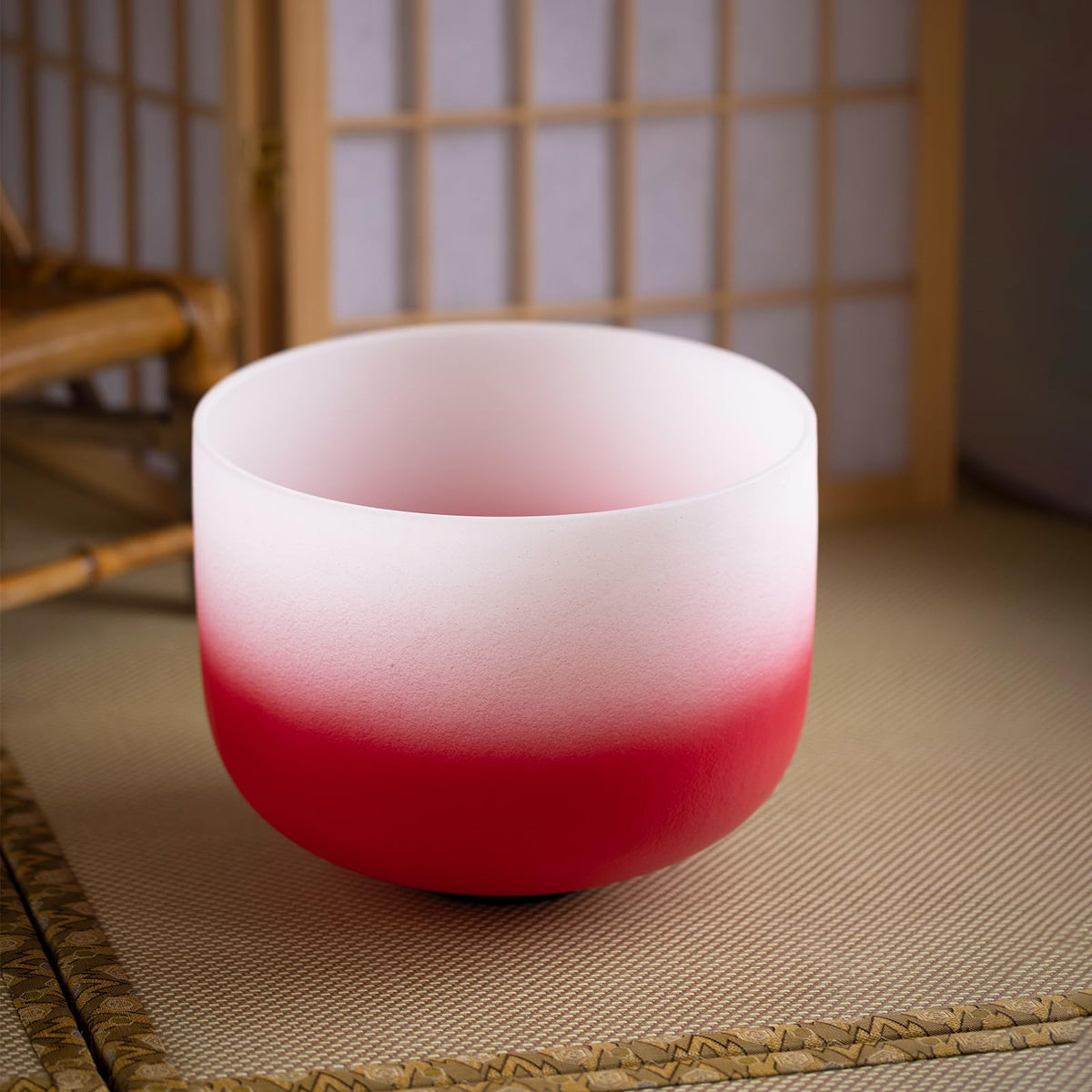 12inch Large Crystal Singing Bowl 432hz B Note for Sound Meditation (432hz 12"C Gradient Red with Bag)