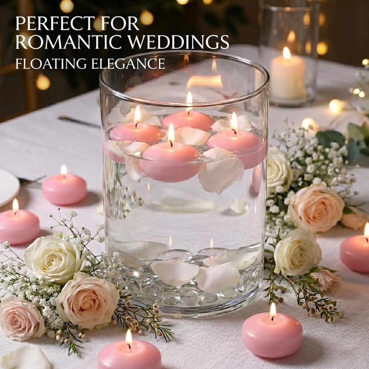 36 Pack 2 Inch Pink Floating Candles (Pink-36pack / 2 inch)