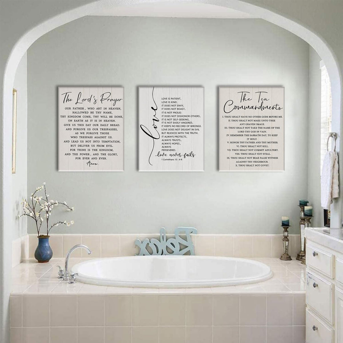 3 Piece 10 Commandments Wall Art Christian Canvas Wall Art Bible Verse Pictures Wall Decor Jesus Religious Art Prints Scripture Artwork for Living Room Church Office (The Ten Commandments / 12x16in)