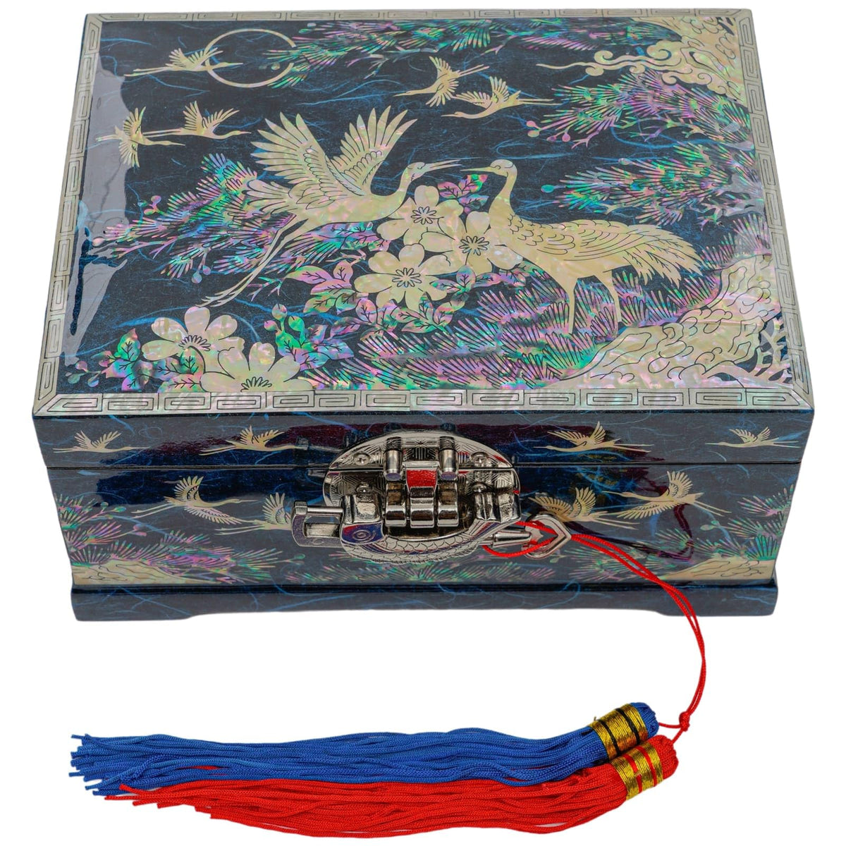 Arirang Korean Music Box Mother of Pearl Jewelry Box K (Blue)