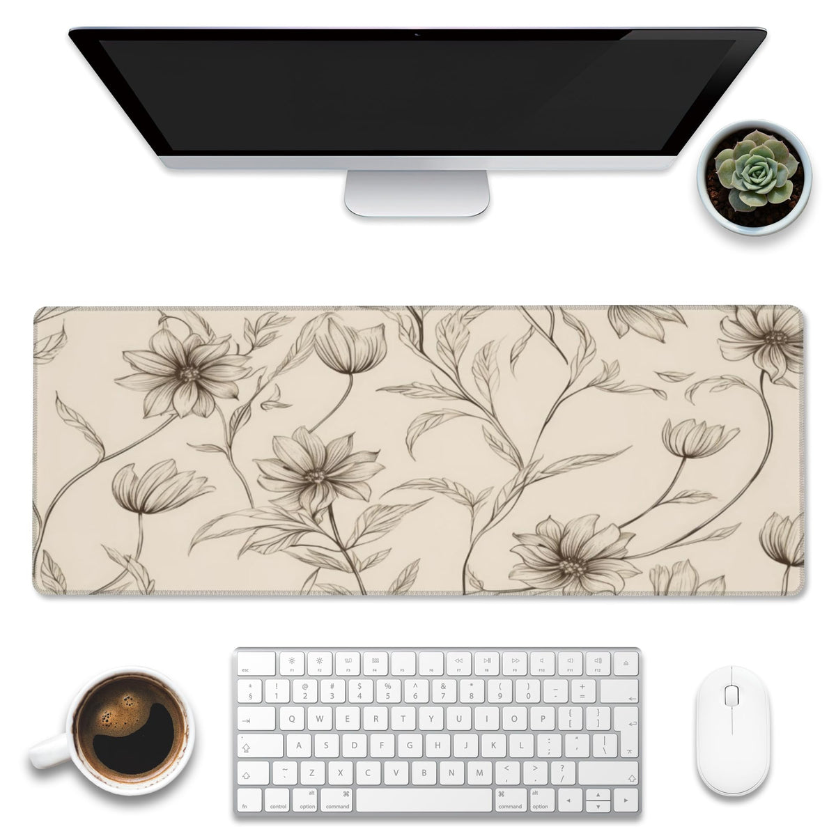 XL Mouse Pad Minimalist Flowers Large Gaming Mouse Pad (31.5" x 11.8" / Minimalist Flowers)