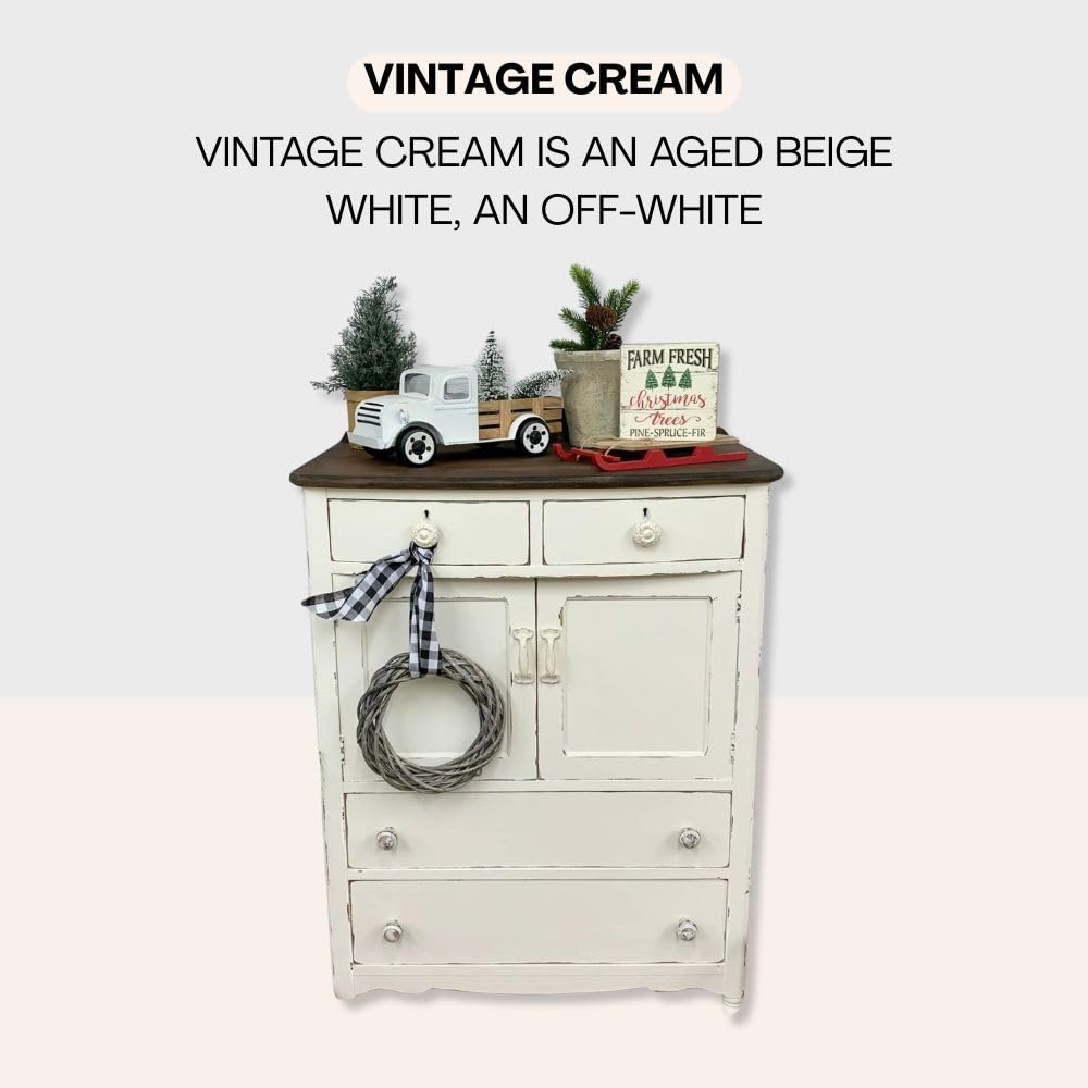 VINTAGE CREAM Furniture Chalk Paint for DIY (Vintage Cream / 128 Fl Oz (Pack of 1))