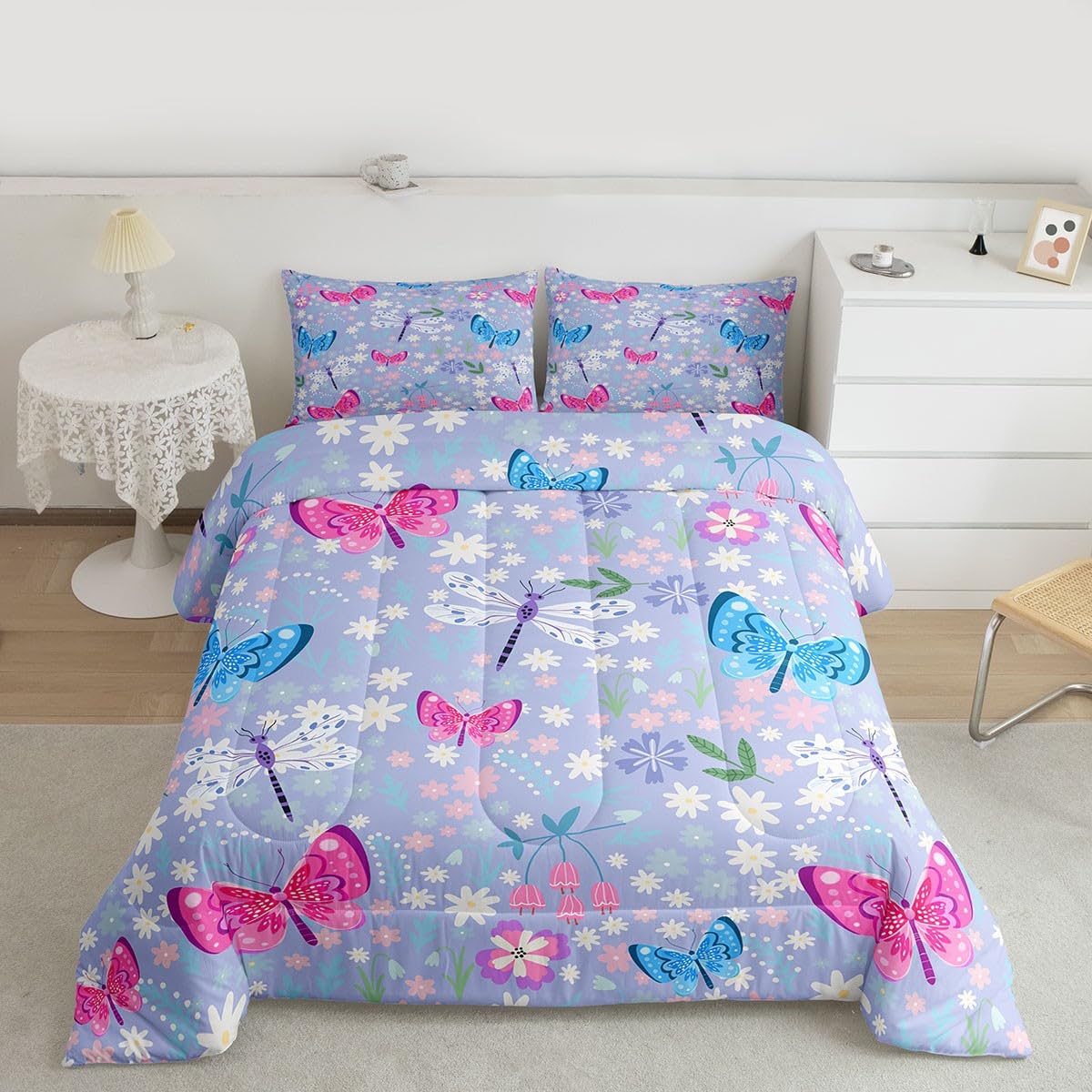 Butterfly Comforter Set Full Size for Kids Boys Girls (Multi 812 / Full)