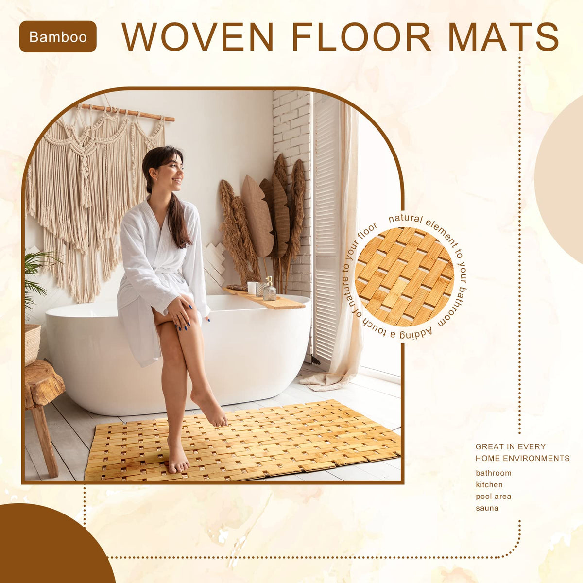 2 Pcs Bamboo Bath Mats (24 x 16 inches)
