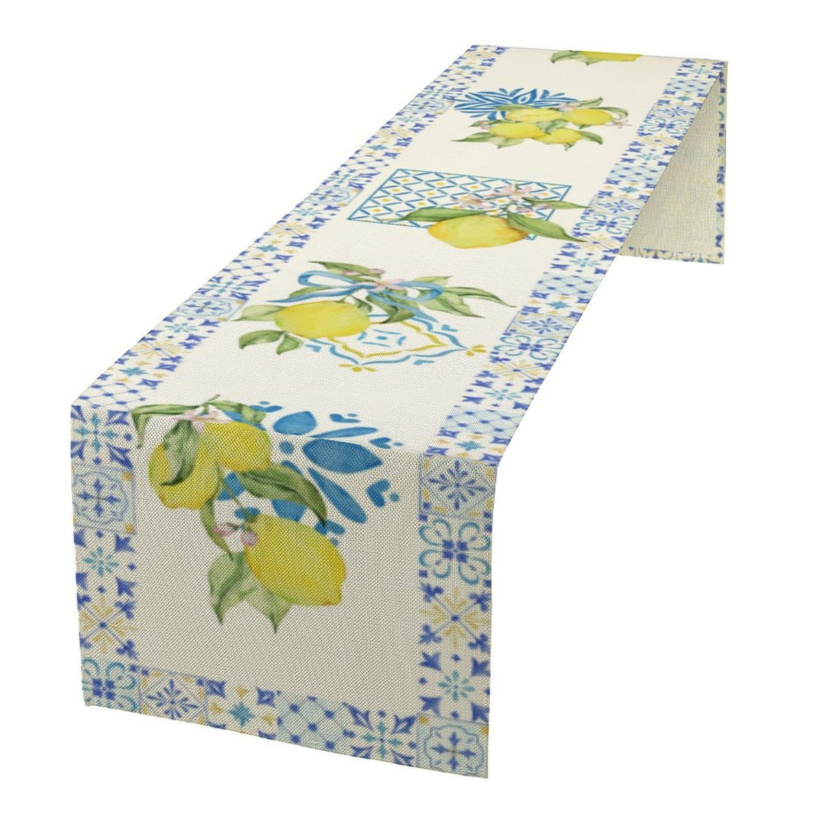 Mediterranean Lemon Table Runner (13x108inch / Blue White Lemon)