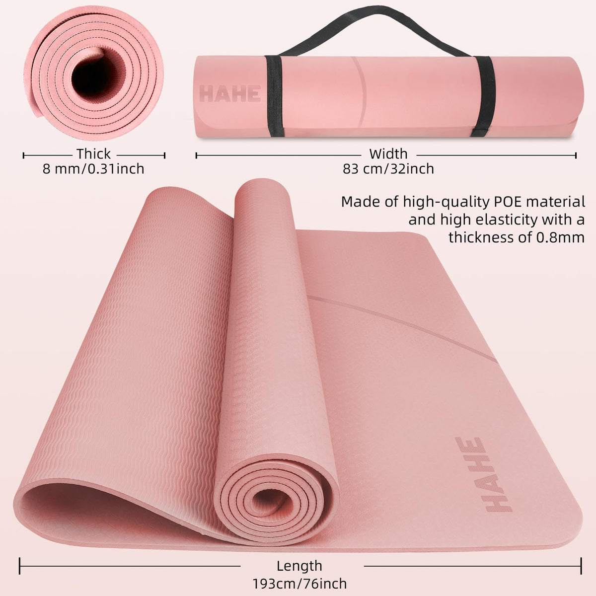 Large Yoga Mat Thick (Peach pink)