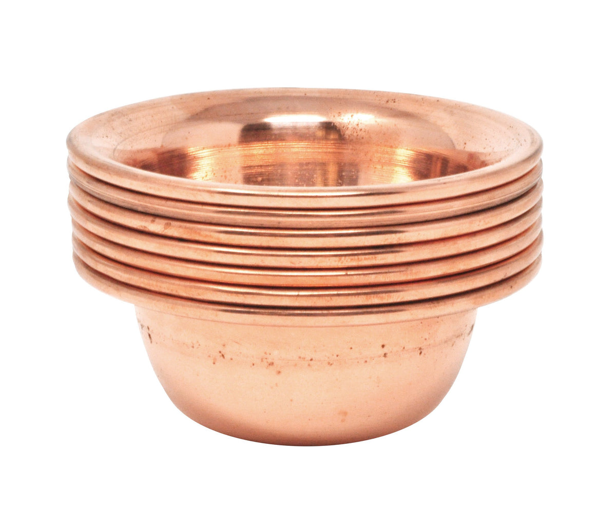 3.25 Inches Copper Tone Set of 7 Tibetan Water Offering Bowls (Copper Tone / 3.25 Inches)