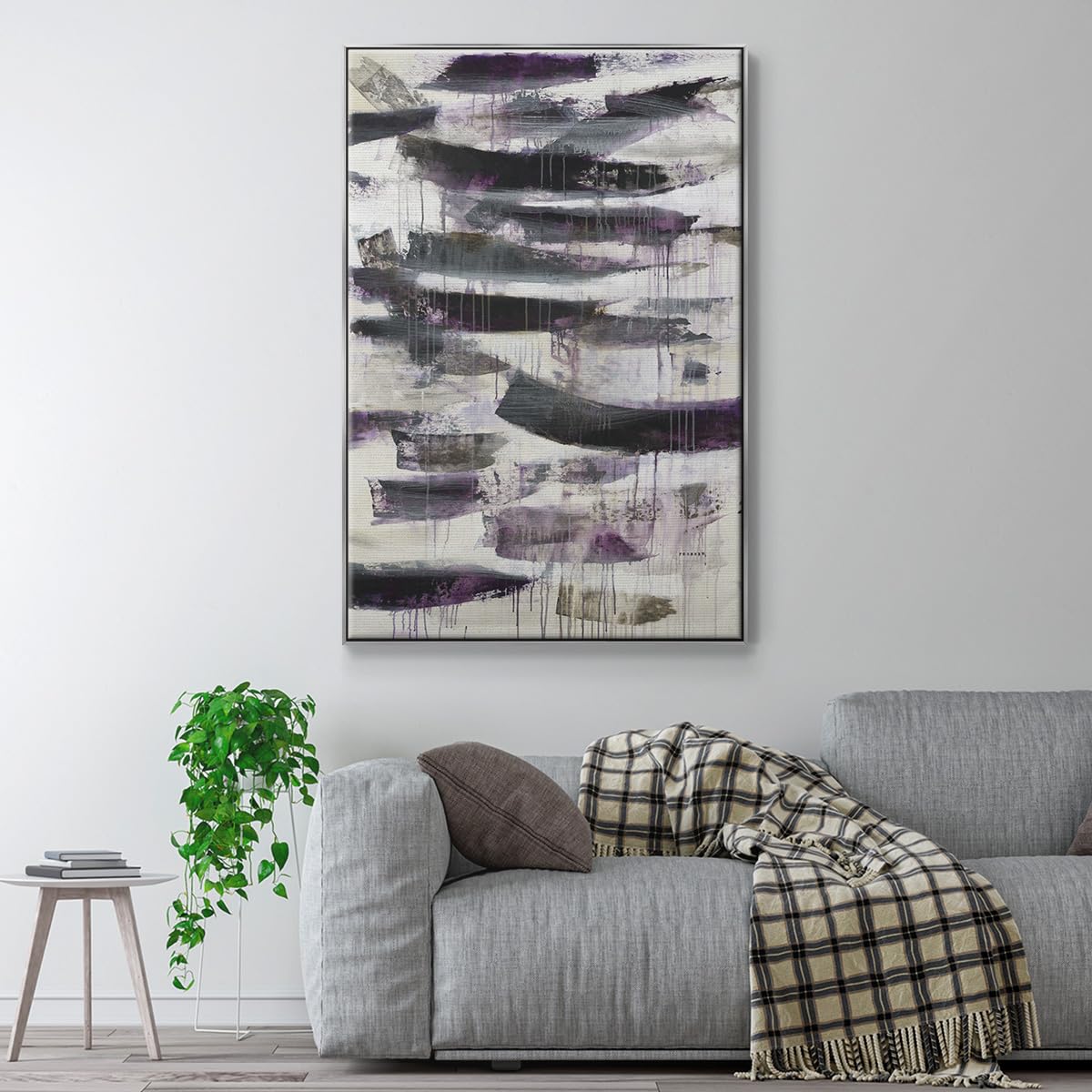 Canvas Silver Floater Frame Decor Paintings Black Rustic Helix Patterns Abstract Wall Hanging Prints for Living Room Kitchen Office (37"L x 25"W / Helix 2)
