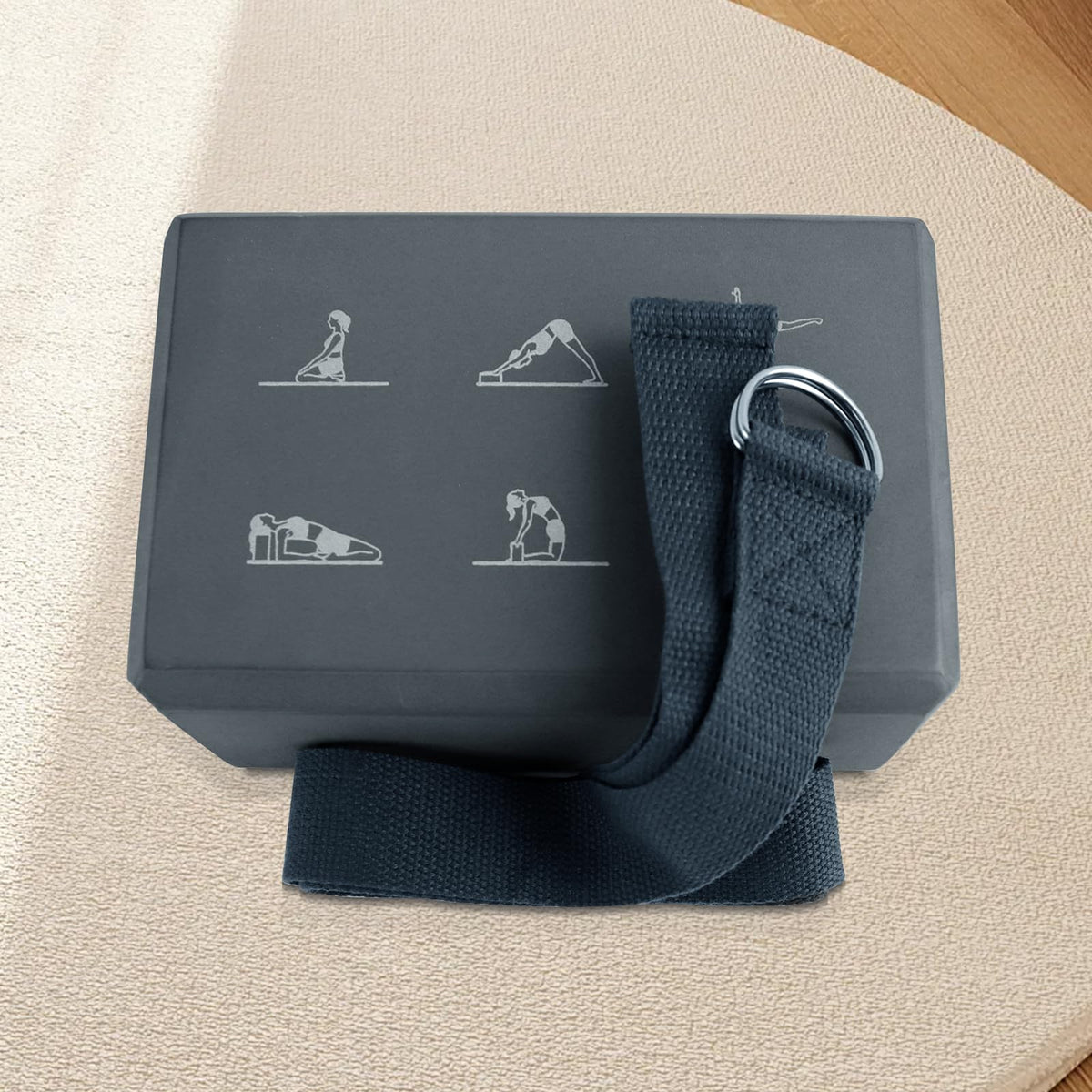 2 Pcs Yoga Blocks and 2 Yoga Straps Set (Gray / Normal)