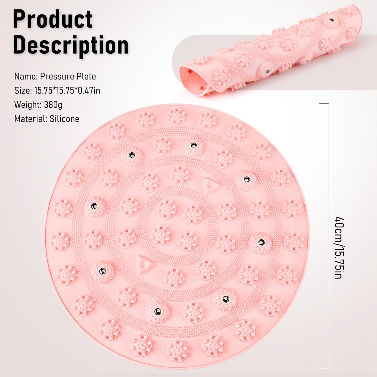 Acupressure Foot Massage Mat for Plantar Fasciitis Relief Round 16" (16*16" Pink)