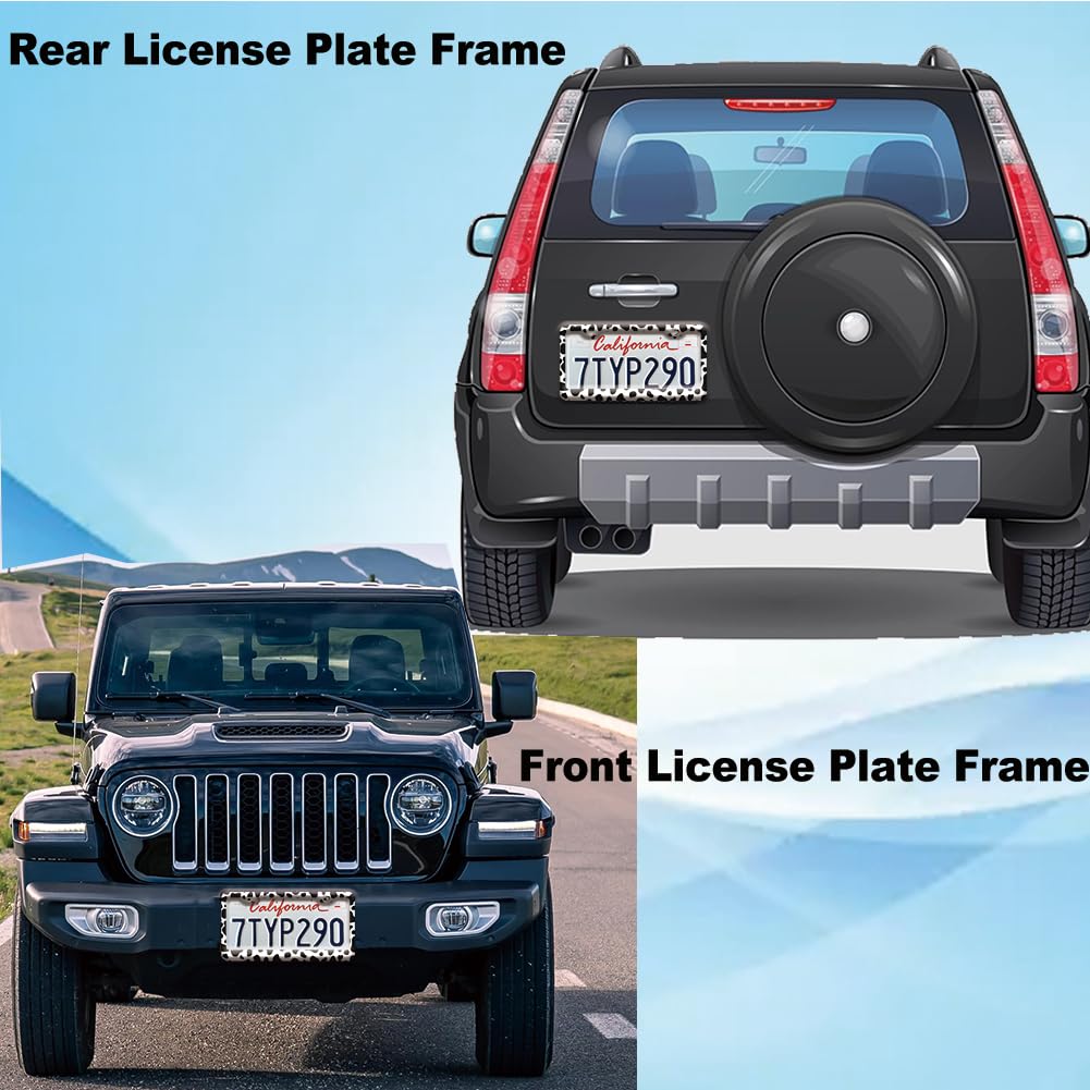 Cow Print License Plate Frame for Women 1Pc Car Tag (for animal- cow / 1 pack)