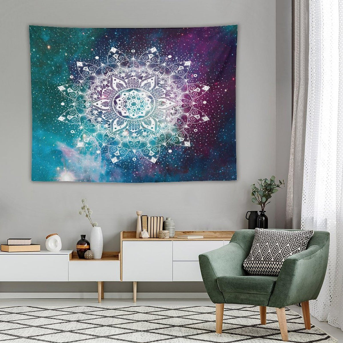Hippie Mandala Tapestry Wall Hanging Bohemian Galaxy Space Indian Medallion Trippy Aesthetical Tapestries Home Decor for Living Room Bedroom Farmhouse Apartment Dorm 60"x80" (60"L x 80"W / Mandala-42)