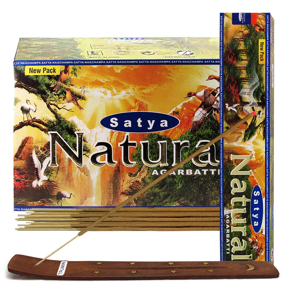 Natural Incense Sticks and Incense Stick Holder Bundle Insence Insense (Natural 15g - Pack of 12)